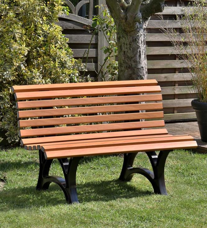 Yard & Garden Plow & Hearth Ergonomic Weatherproof PVC Garden Bench - Optic Woodtone NFLB498
