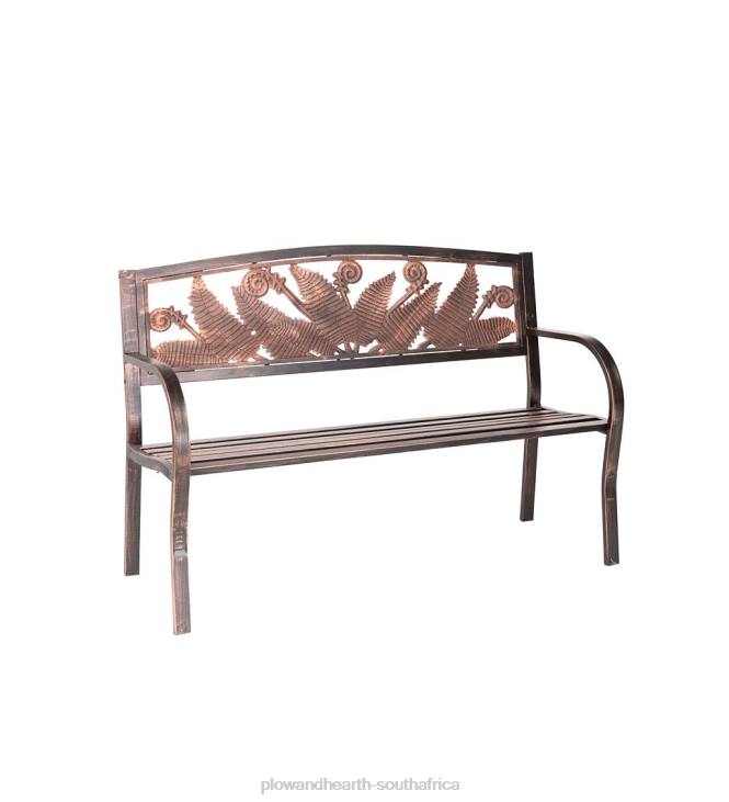 Yard & Garden Plow & Hearth Fern Fronds Metal Garden Bench - Bronze NFLB505