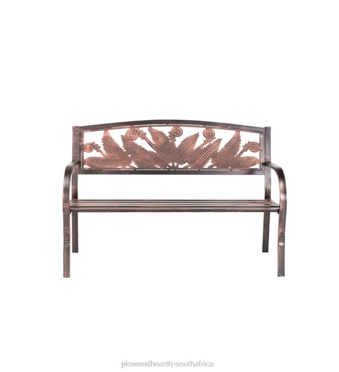Yard & Garden Plow & Hearth Fern Fronds Metal Garden Bench - Bronze NFLB505