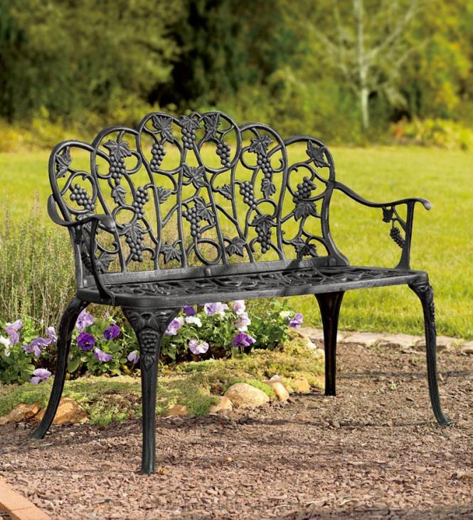 Yard & Garden Plow & Hearth Grapevine Garden Bench in Powder-Coated Aluminum - White NFLB495