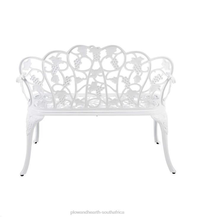 Yard & Garden Plow & Hearth Grapevine Garden Bench in Powder-Coated Aluminum - White NFLB495