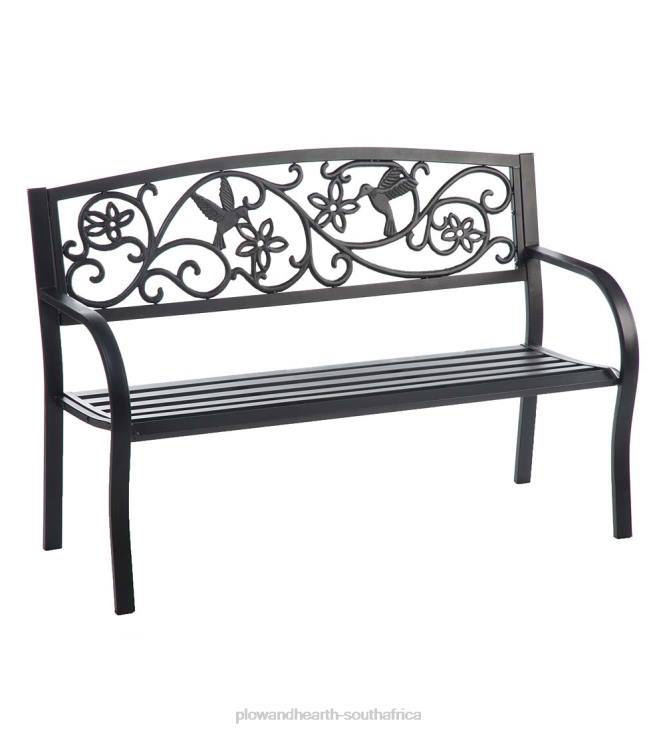 Yard & Garden Plow & Hearth Hummingbird Metal Garden Bench - Black NFLB493