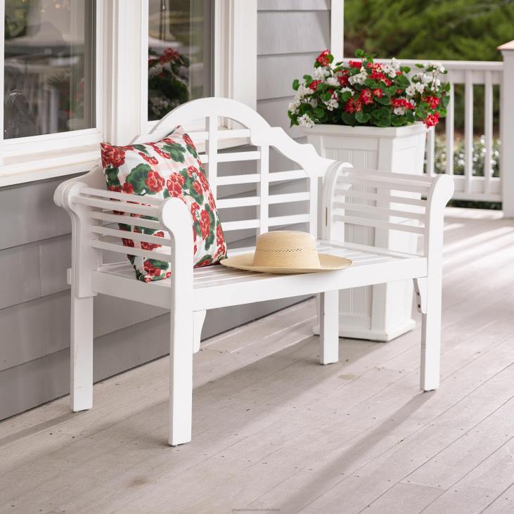 Yard & Garden Plow & Hearth Lutyens Wood Garden Bench - White NFLB487