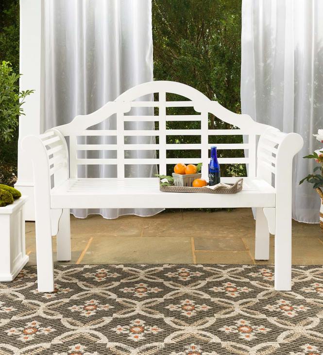 Yard & Garden Plow & Hearth Lutyens Wood Garden Bench - White NFLB487