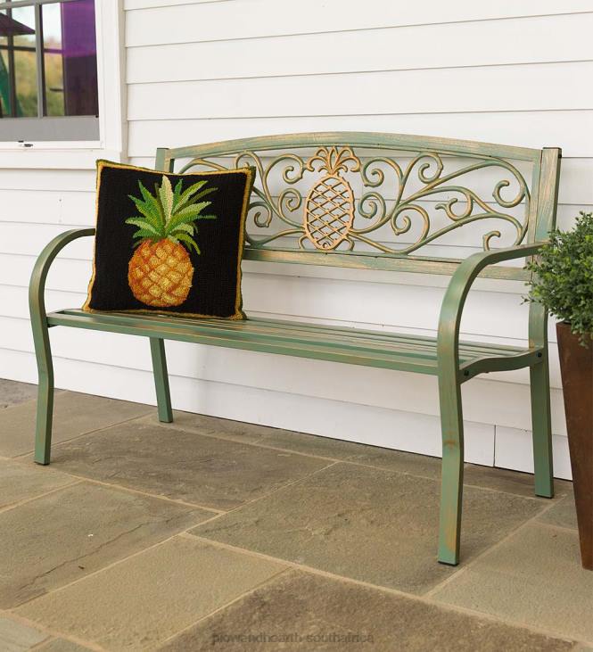 Yard & Garden Plow & Hearth Pineapple Metal Garden Bench - Verdigris NFLB501