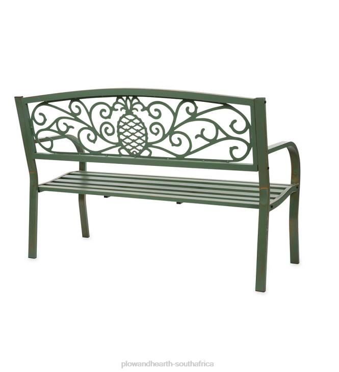 Yard & Garden Plow & Hearth Pineapple Metal Garden Bench - Verdigris NFLB501