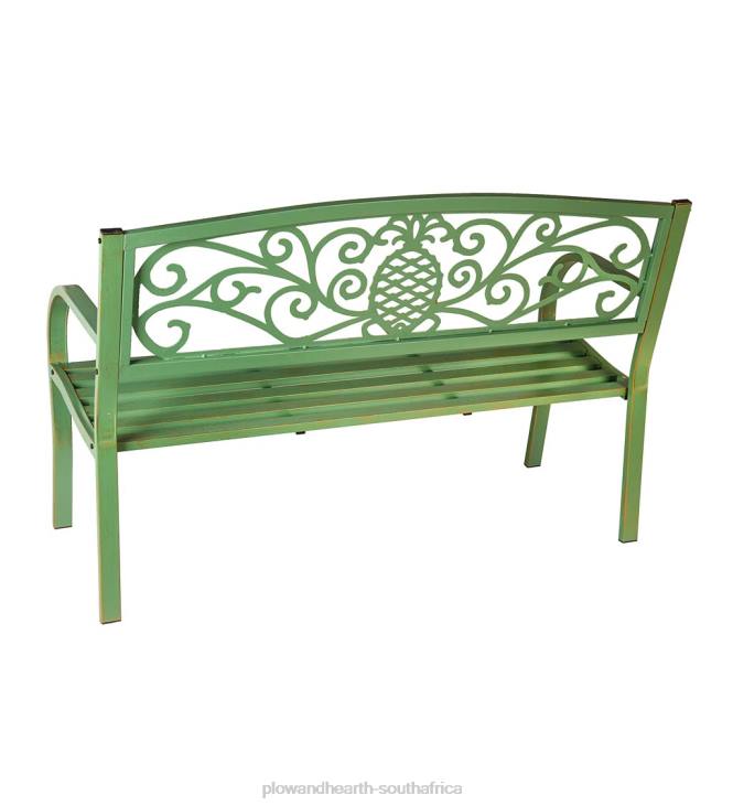 Yard & Garden Plow & Hearth Pineapple Metal Garden Bench - Verdigris NFLB501
