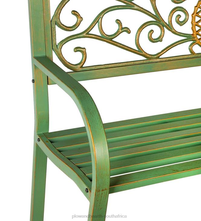 Yard & Garden Plow & Hearth Pineapple Metal Garden Bench - Verdigris NFLB501