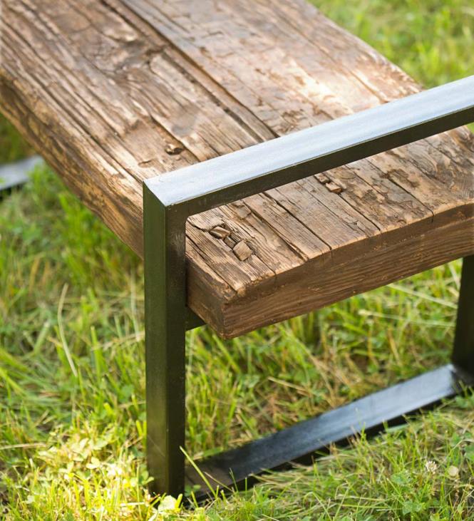 Yard & Garden Plow & Hearth Reclaimed Wood And Iron Outdoor Bench - Bronze NFLB507