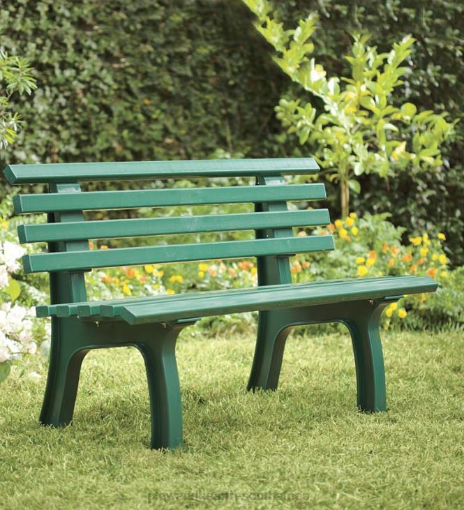 Yard & Garden Plow & Hearth Small 2-Seater Weatherproof PVC Garden Bench - Green NFLB494