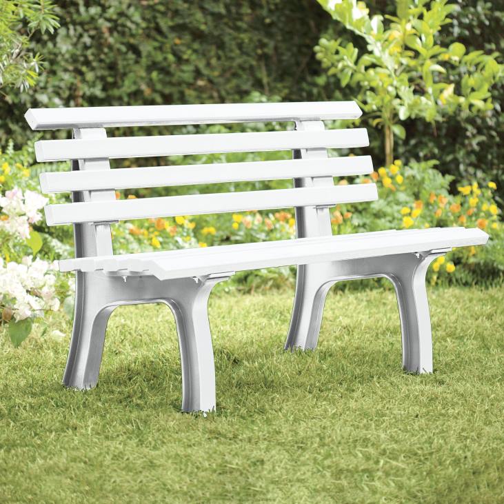Yard & Garden Plow & Hearth Small 2-Seater Weatherproof PVC Garden Bench - Green NFLB494