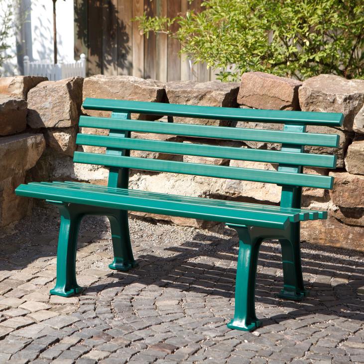 Yard & Garden Plow & Hearth Small 2-Seater Weatherproof PVC Garden Bench - Green NFLB494