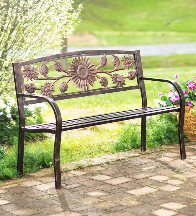 Yard & Garden Plow & Hearth Sunflower Metal Garden Bench NFLB497