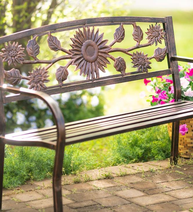 Yard & Garden Plow & Hearth Sunflower Metal Garden Bench NFLB497
