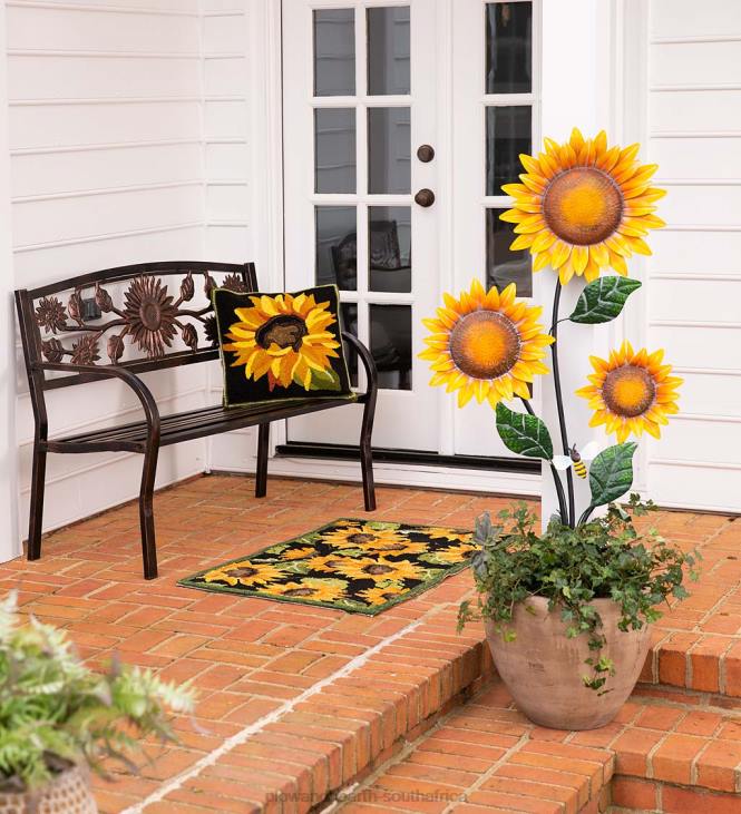 Yard & Garden Plow & Hearth Sunflower Metal Garden Bench NFLB497