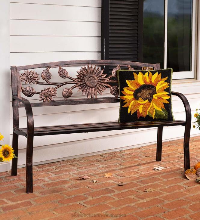Yard & Garden Plow & Hearth Sunflower Metal Garden Bench NFLB497