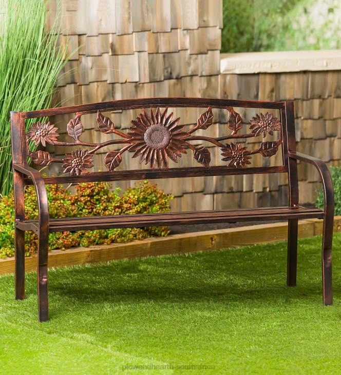 Yard & Garden Plow & Hearth Sunflower Metal Garden Bench NFLB497