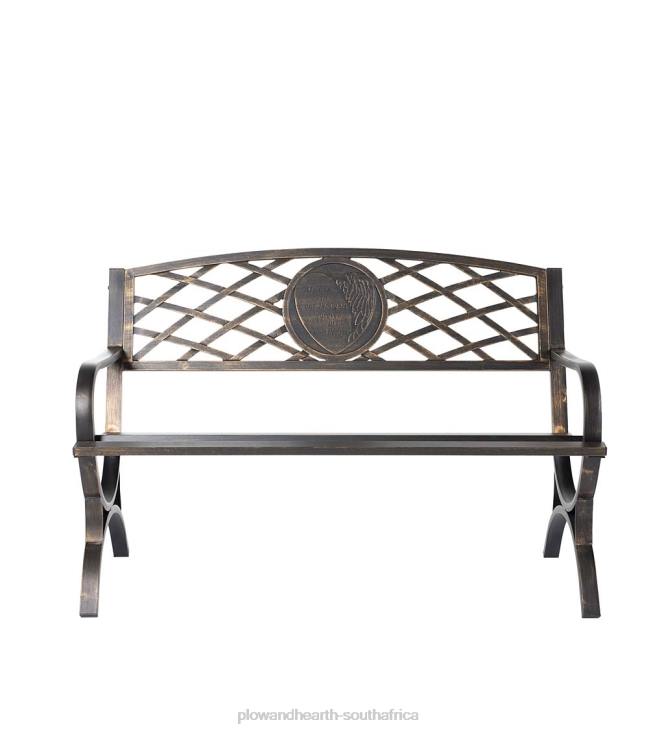 Yard & Garden Plow & Hearth Thoughts & Hearts Memorial Metal Garden Bench NFLB506