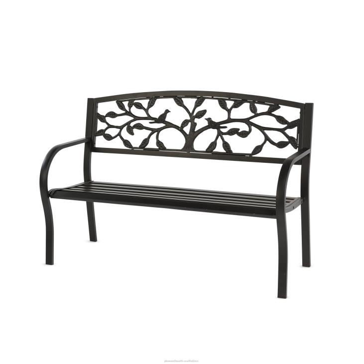 Yard & Garden Plow & Hearth Tree of Life Metal Garden Bench - Black NFLB490