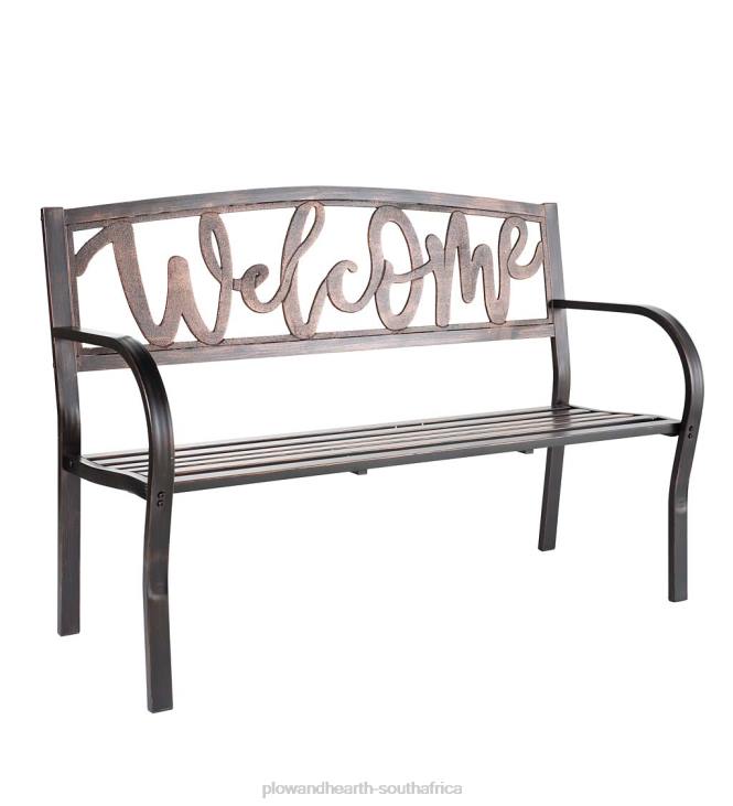 Yard & Garden Plow & Hearth Welcome Metal Garden Bench NFLB508