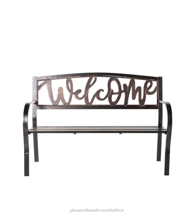 Yard & Garden Plow & Hearth Welcome Metal Garden Bench NFLB508