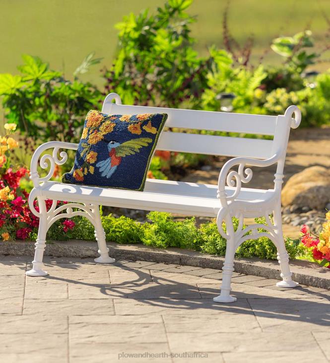 Yard & Garden Plow & Hearth White PVC Scrollwork Garden Bench - White NFLB512