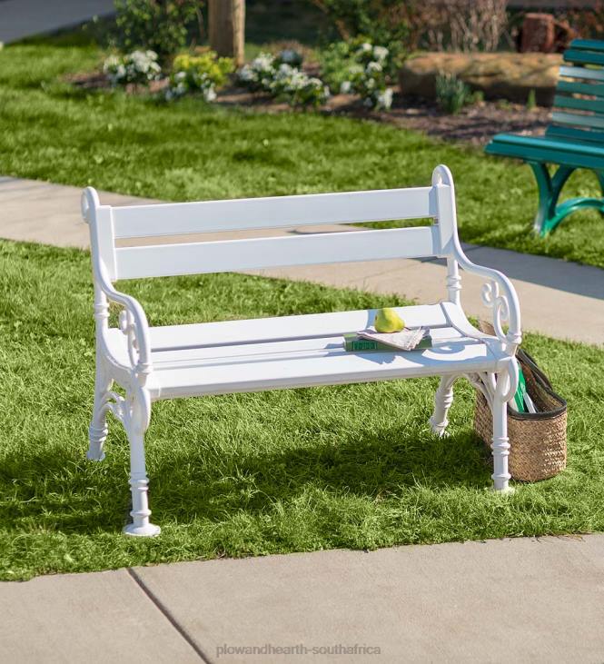 Yard & Garden Plow & Hearth White PVC Scrollwork Garden Bench - White NFLB512