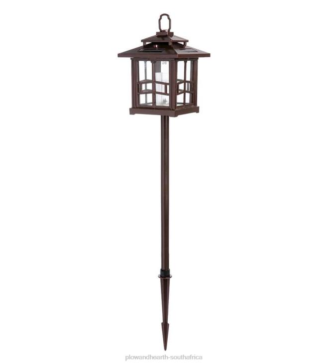 Yard & Garden Plow & Hearth 3-in-1 Solar Lanterns with Shepherd's Hook/Ground Stake, Set of 2 - Bronze NFLB456