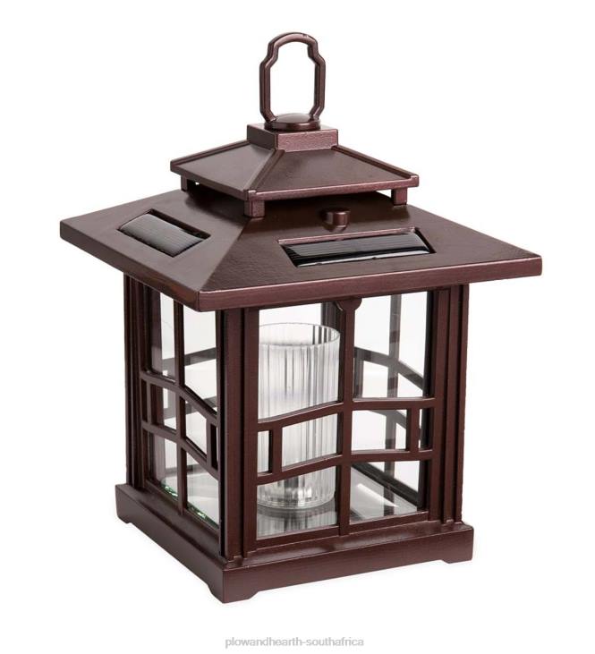 Yard & Garden Plow & Hearth 3-in-1 Solar Lanterns with Shepherd's Hook/Ground Stake, Set of 2 - Bronze NFLB456