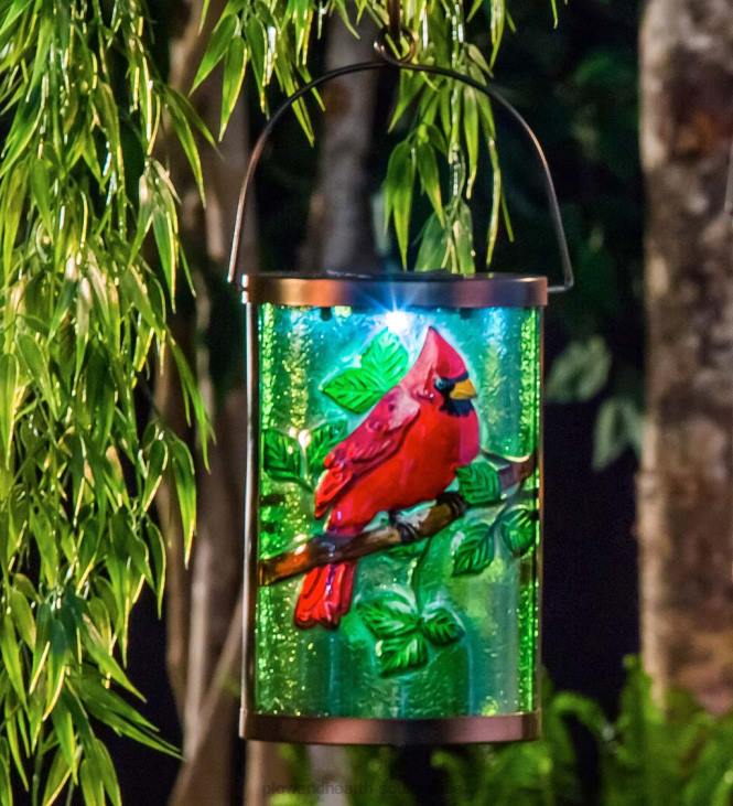 Yard & Garden Plow & Hearth Cardinal Solar Glass Lantern NFLB458