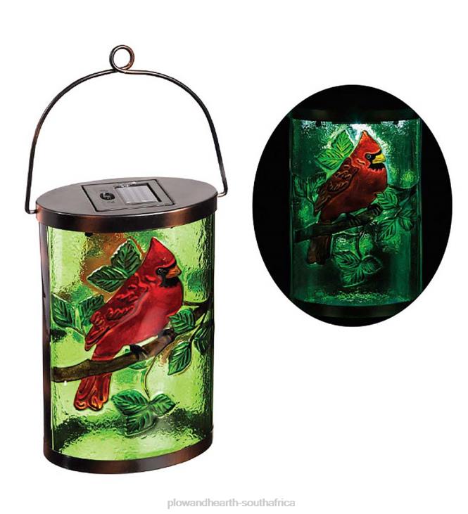 Yard & Garden Plow & Hearth Cardinal Solar Glass Lantern NFLB458
