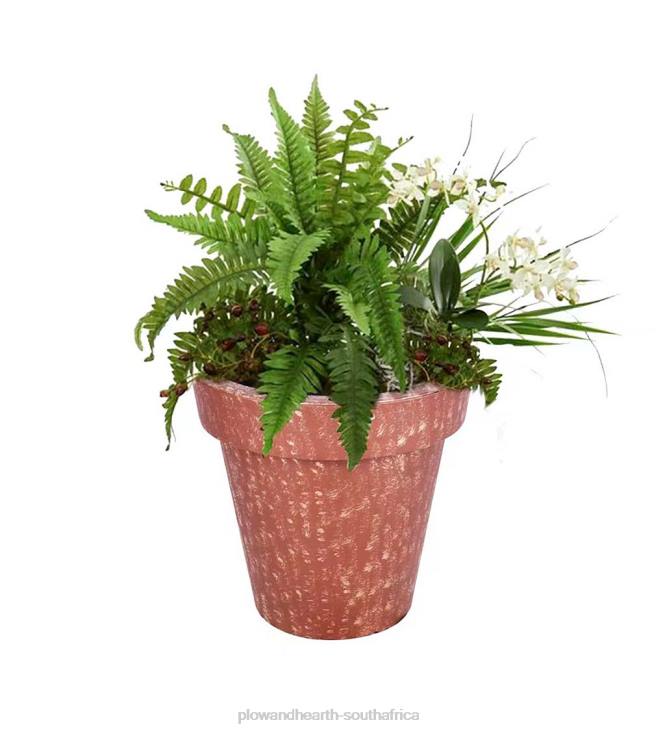 Yard & Garden Plow & Hearth Fiberglass Outdoor Planter with Solar Lights - Terracotta NFLB483