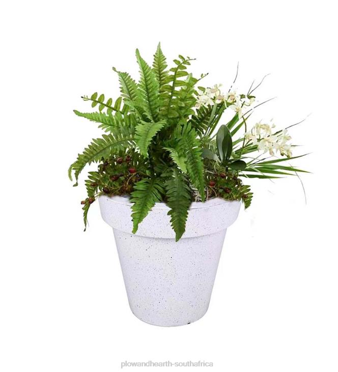 Yard & Garden Plow & Hearth Fiberglass Outdoor Planter with Solar Lights - Terracotta NFLB483