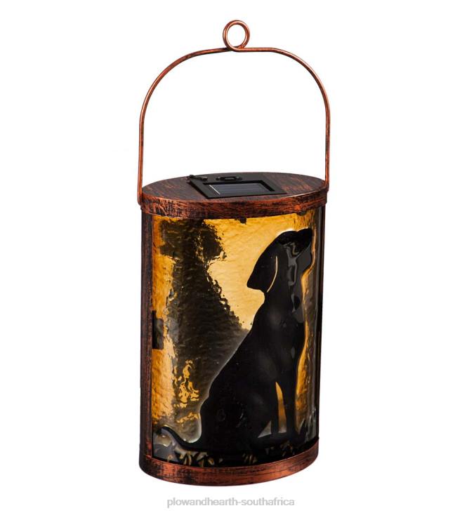 Yard & Garden Plow & Hearth Hand-painted Glass Solar Lantern - Dog NFLB463