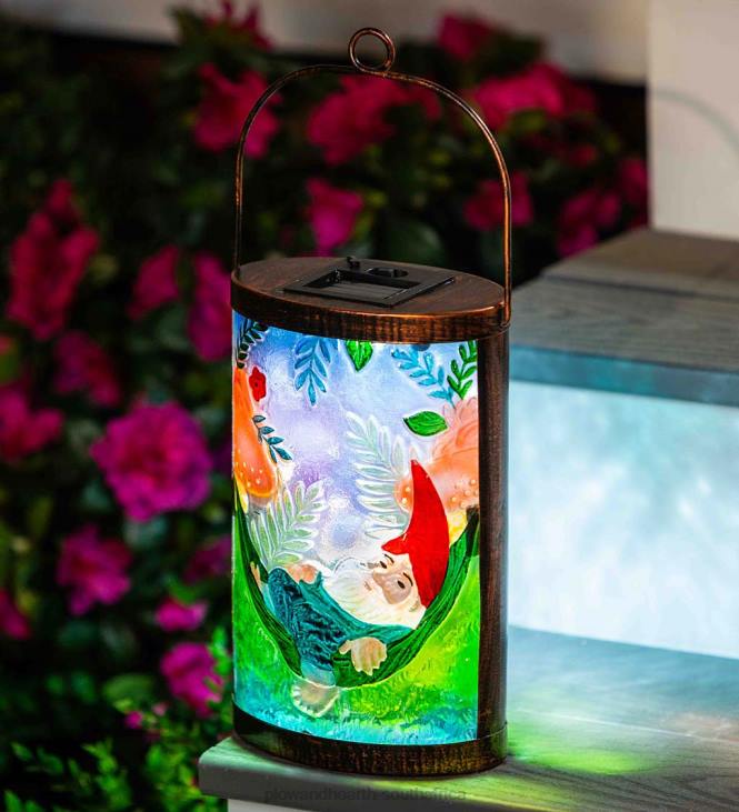 Yard & Garden Plow & Hearth Hand-painted Glass Solar Lantern - Dog NFLB463