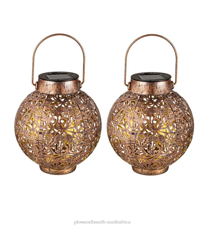 Yard & Garden Plow & Hearth Mini Cutout Solar Lanterns, Set of 2 - Bronze NFLB484