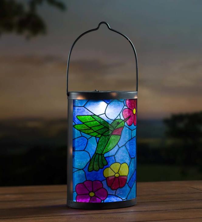 Yard & Garden Plow & Hearth Mosaic Hummingbird Solar Lantern NFLB460