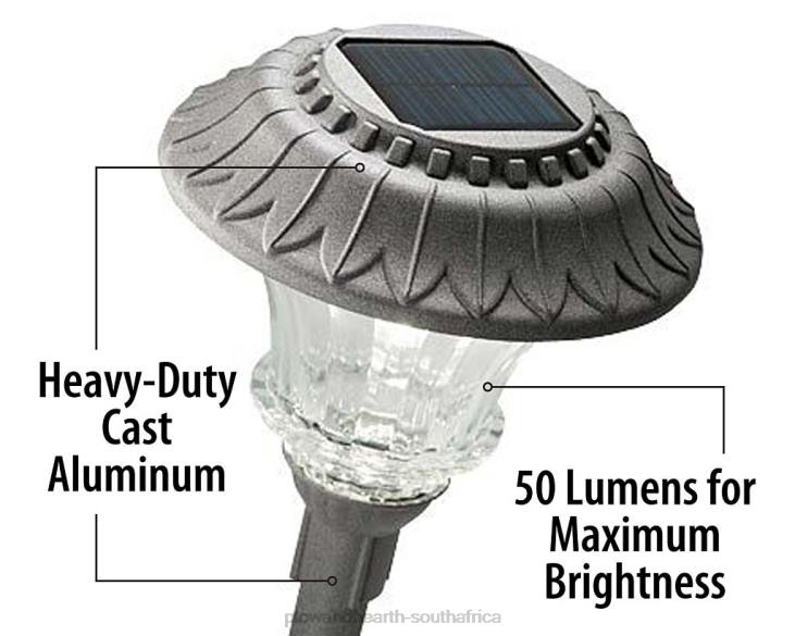 Yard & Garden Plow & Hearth Super-Bright Solar LED Path Lights, Set of 4 - Pewter NFLB453