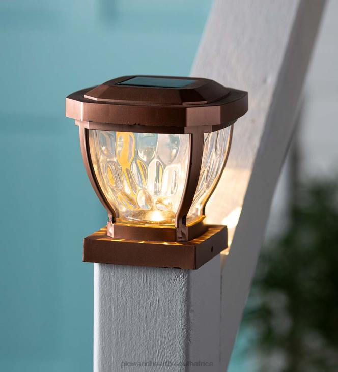 Yard & Garden Plow & Hearth Wavy Glass Solar Post Cap Lights, Set of 2 - Copper NFLB474