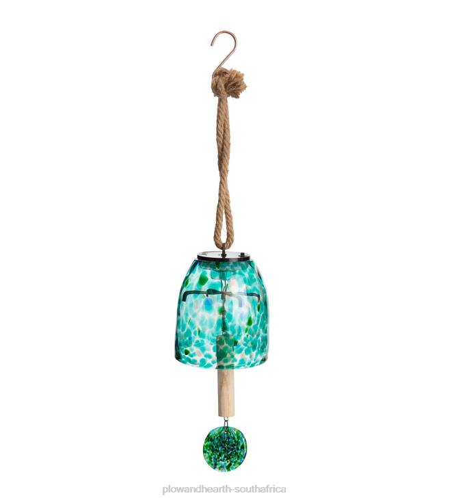 Yard & Garden Plow & Hearth Solar Art Glass Bell Chime - Blue NFLB449