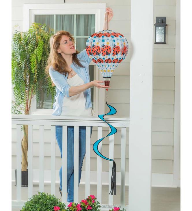 Yard & Garden Plow & Hearth Collapsible Balloon Wind Spinner with Spiral Tail - Lemon Plaid NFLB152