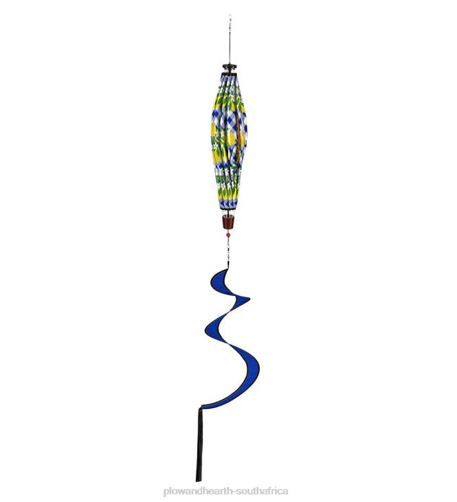 Yard & Garden Plow & Hearth Collapsible Balloon Wind Spinner with Spiral Tail - Lemon Plaid NFLB152