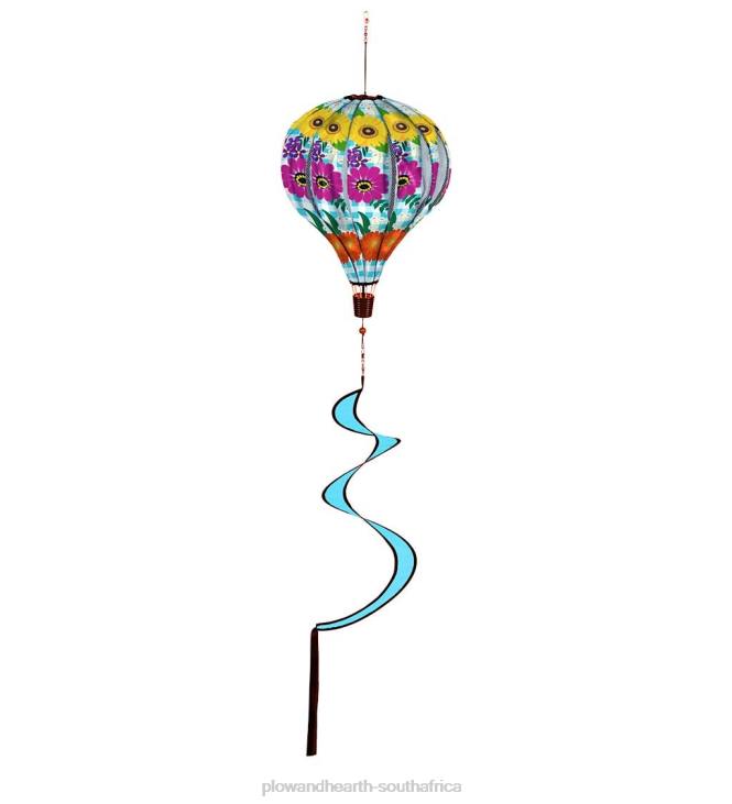 Yard & Garden Plow & Hearth Collapsible Balloon Wind Spinner with Spiral Tail - Lemon Plaid NFLB152