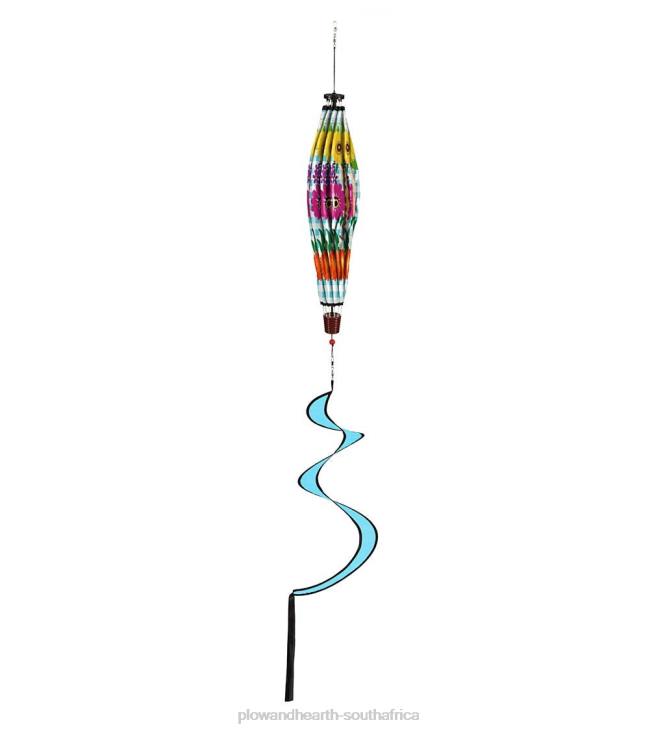 Yard & Garden Plow & Hearth Collapsible Balloon Wind Spinner with Spiral Tail - Lemon Plaid NFLB152