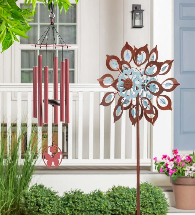 Yard & Garden Plow & Hearth Copper Lily Wind Spinner NFLB58
