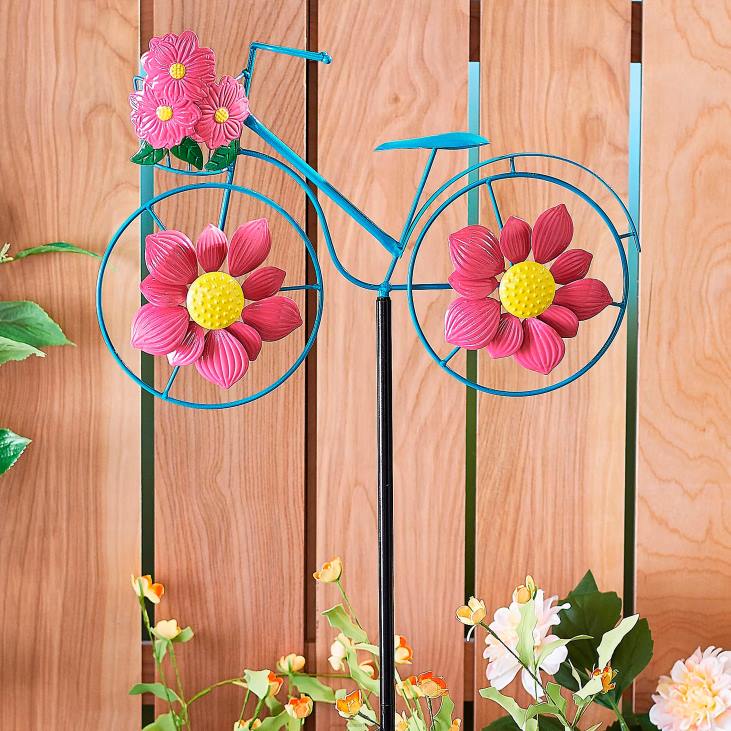 Yard & Garden Plow & Hearth Floral Bicycle Wind Spinner - Dahlia NFLB331