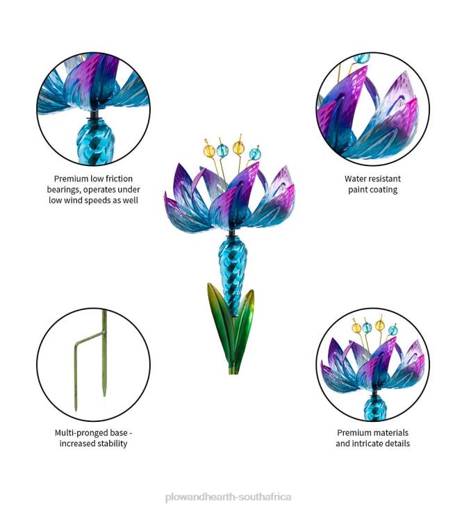 Yard & Garden Plow & Hearth Flower Wind Spinner Garden Stake - Blue NFLB141