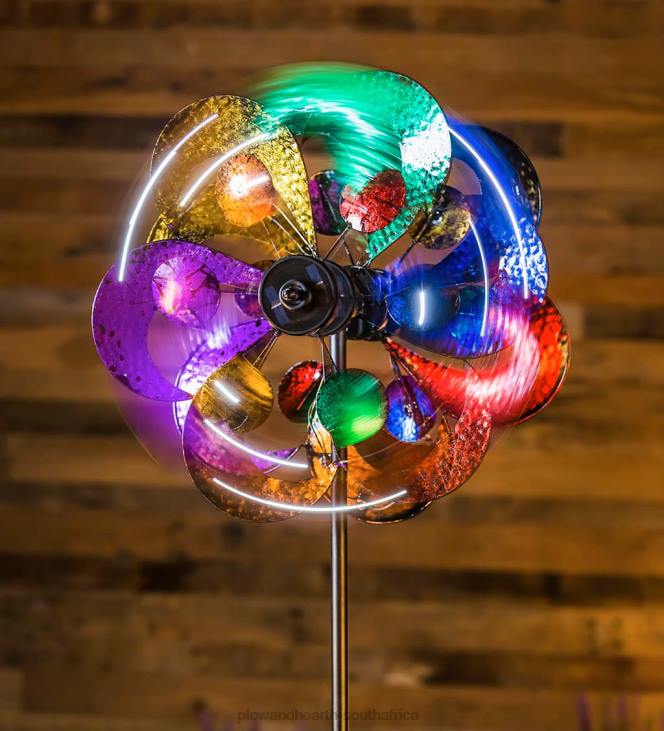 Yard & Garden Plow & Hearth Four-Tier Flower Petal Solar Wind Spinner NFLB371