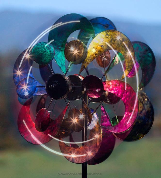 Yard & Garden Plow & Hearth Four-Tier Flower Petal Solar Wind Spinner NFLB371