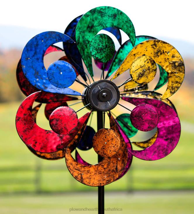 Yard & Garden Plow & Hearth Four-Tier Flower Petal Solar Wind Spinner NFLB371